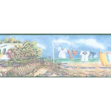Seaside Laundry Wallpaper Border