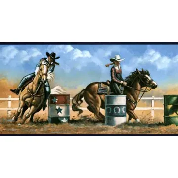 Cowgirl Barrel Racing Wall Paper Border