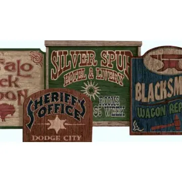 Old West Signs Die Cut Wall Paper Border