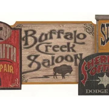 Old West Signs Wall Paper Border WS5964B