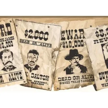 Old West Wanted Posters Wall Paper Border 