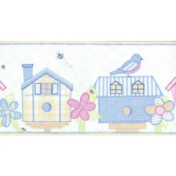 Yellow Quilted Houses Wallpaper Border