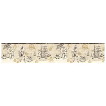 Boys Will Be Boys Beige Export Pirate Map Border ZB3100B