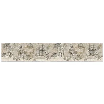 Boys Will Be Boys Charcoal Pirate Map Border  ZB3101B