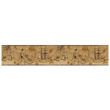 Boys Will Be Boys Tan Pirate Map Border ZB3103B