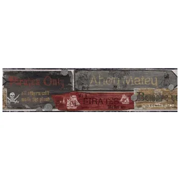 Charcoal Weather Pirate Sign Wallpaper Border ZB3113BD