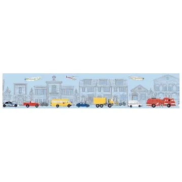 Blue Main Street Large Wallpaper Border ZB3145BD