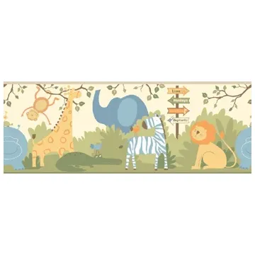 Natural  Day at the Zoo Wallpaper Border ZB3206BD