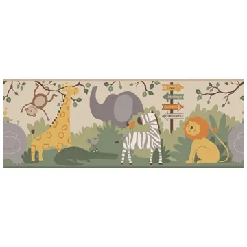 Neutral Exotic Day at the Zoo Wallpaper Border ZB3208BD