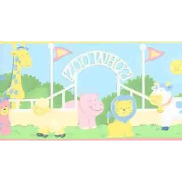 Pink Animals at the Zoo Wallpaper Border