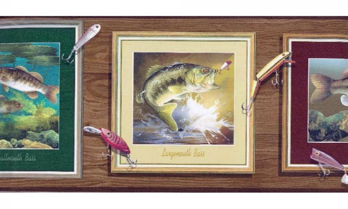 Framed Bass Fish fishing Wallpaper Border Village 5815135