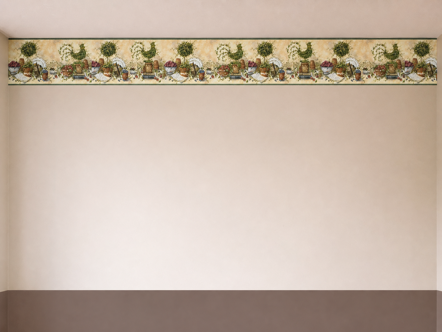 Customer room with Green English Tea Garden Wallpaper Border